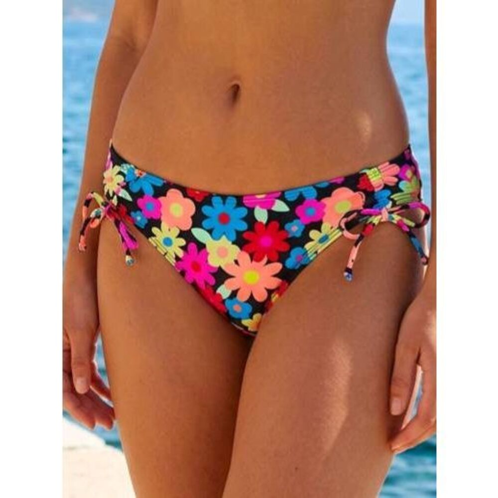 ☔️🔹️NWT Neon Multicolored Flower Print Bikini Swimsuit Bottoms Medium